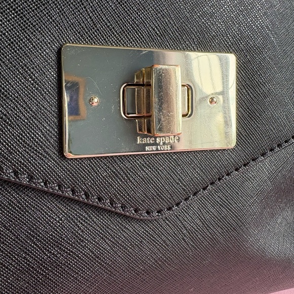 Kate Spade Post Street Halsey Black Leather Work Tote Bag - Picture 4 of 12